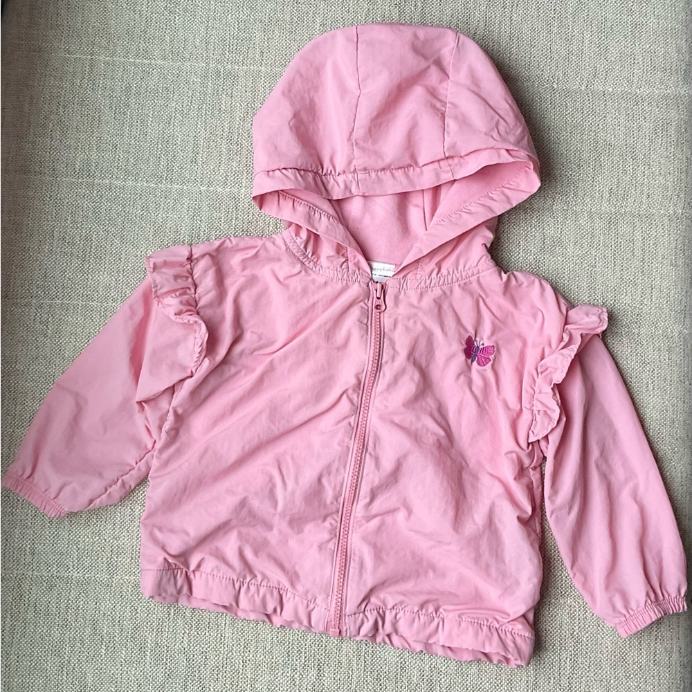 Carter's Pink Hooded Raincoat with Butterfly Accent